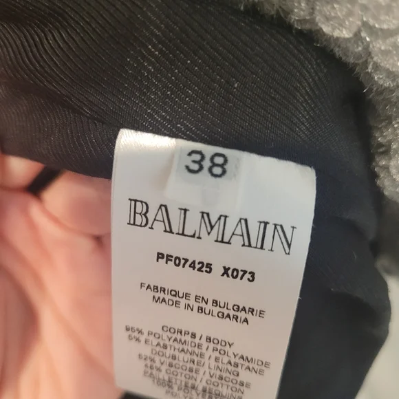 Balmain Sequins Double Breasted Silver Blazer 38